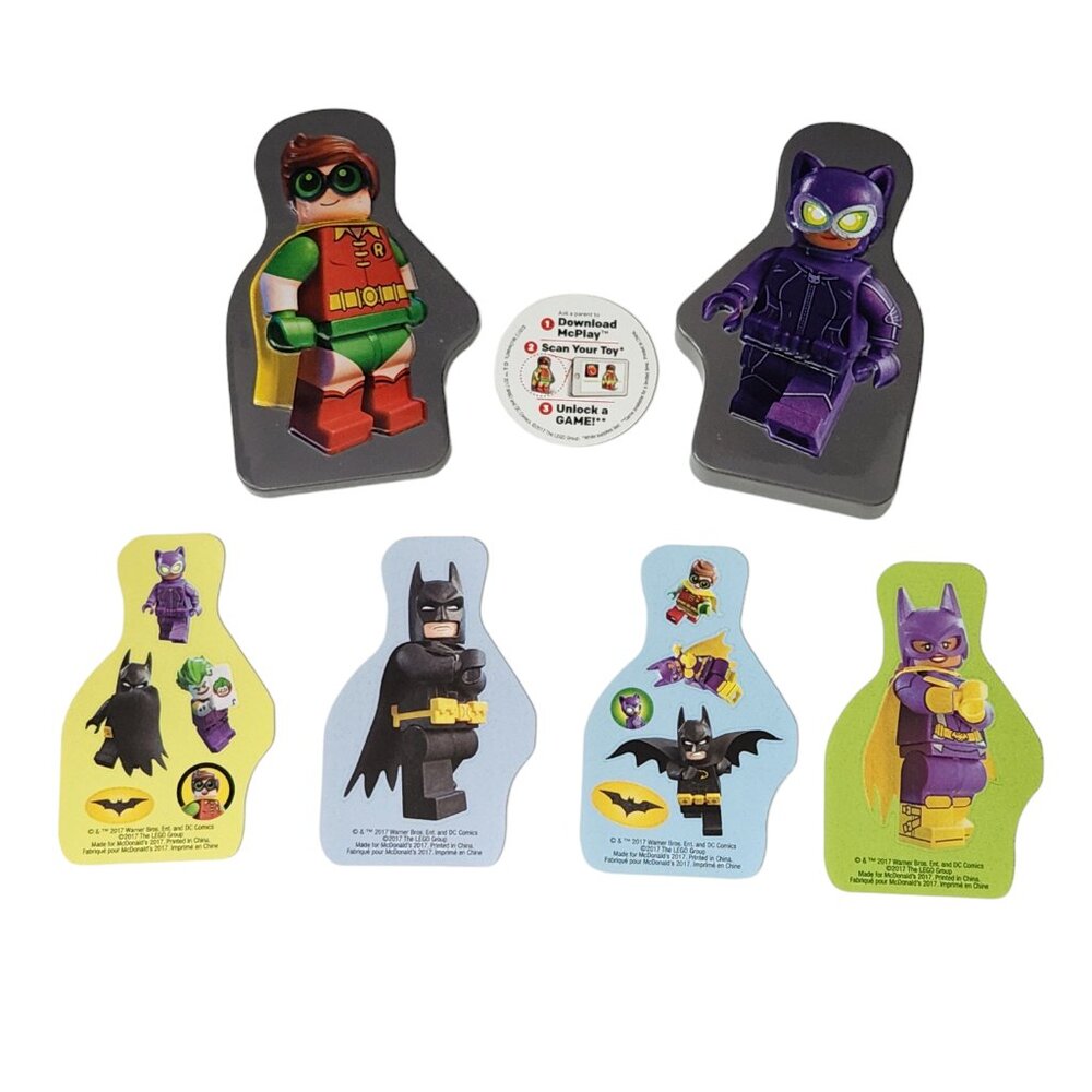 McDonald's Happy Meal The Lego Movie Robin Catwoman Tin w/ 4 piece Stickers Set